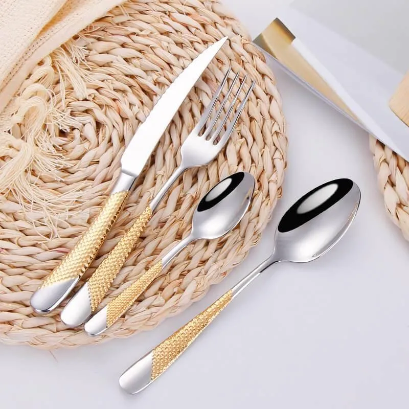 Gold Dinnerware Set - Luxury 4-Piece Tableware