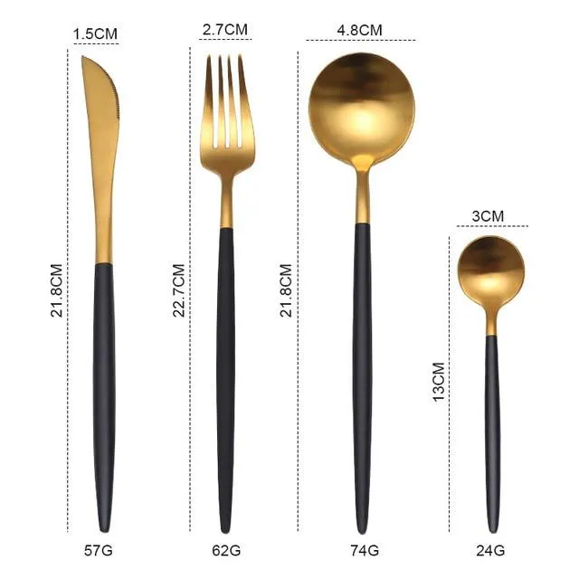 Gold Round Cutlery Set  Stainless Steel (4pcs