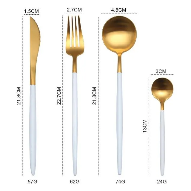 Gold Round Cutlery Set  Stainless Steel (4pcs