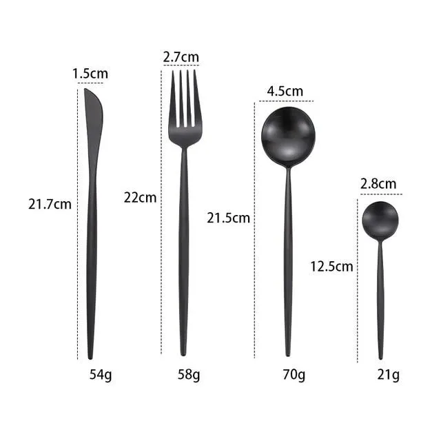 Gold Round Cutlery Set  Stainless Steel (4pcs