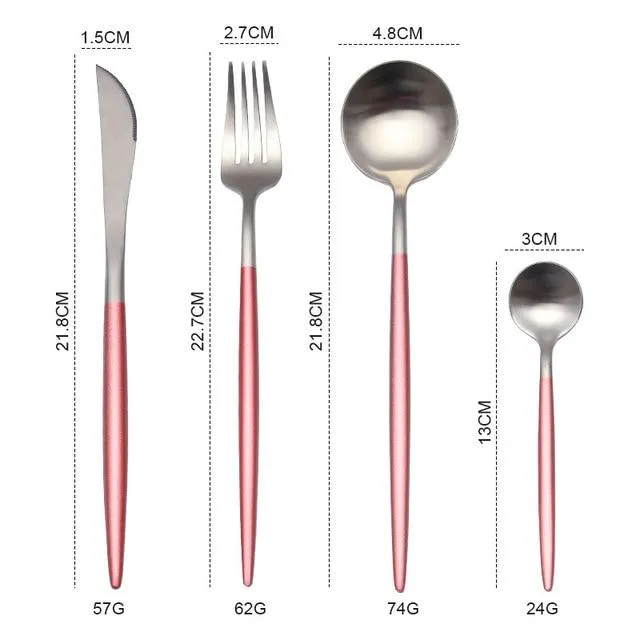 Gold Round Cutlery Set  Stainless Steel (4pcs