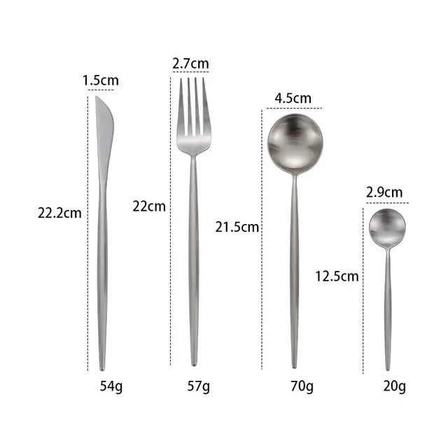 Gold Round Cutlery Set  Stainless Steel (4pcs