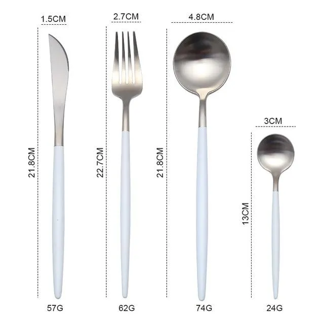 Gold Round Cutlery Set  Stainless Steel (4pcs
