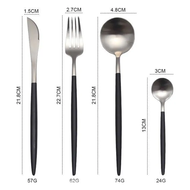Gold Round Cutlery Set  Stainless Steel (4pcs