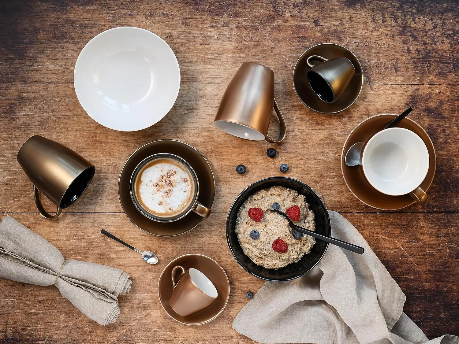 Golden Days Series 25850, 4-Piece Crockery Set, Cappuccino Set Made of Stoneware, Dishwasher and Microwave Safe, Quality Production