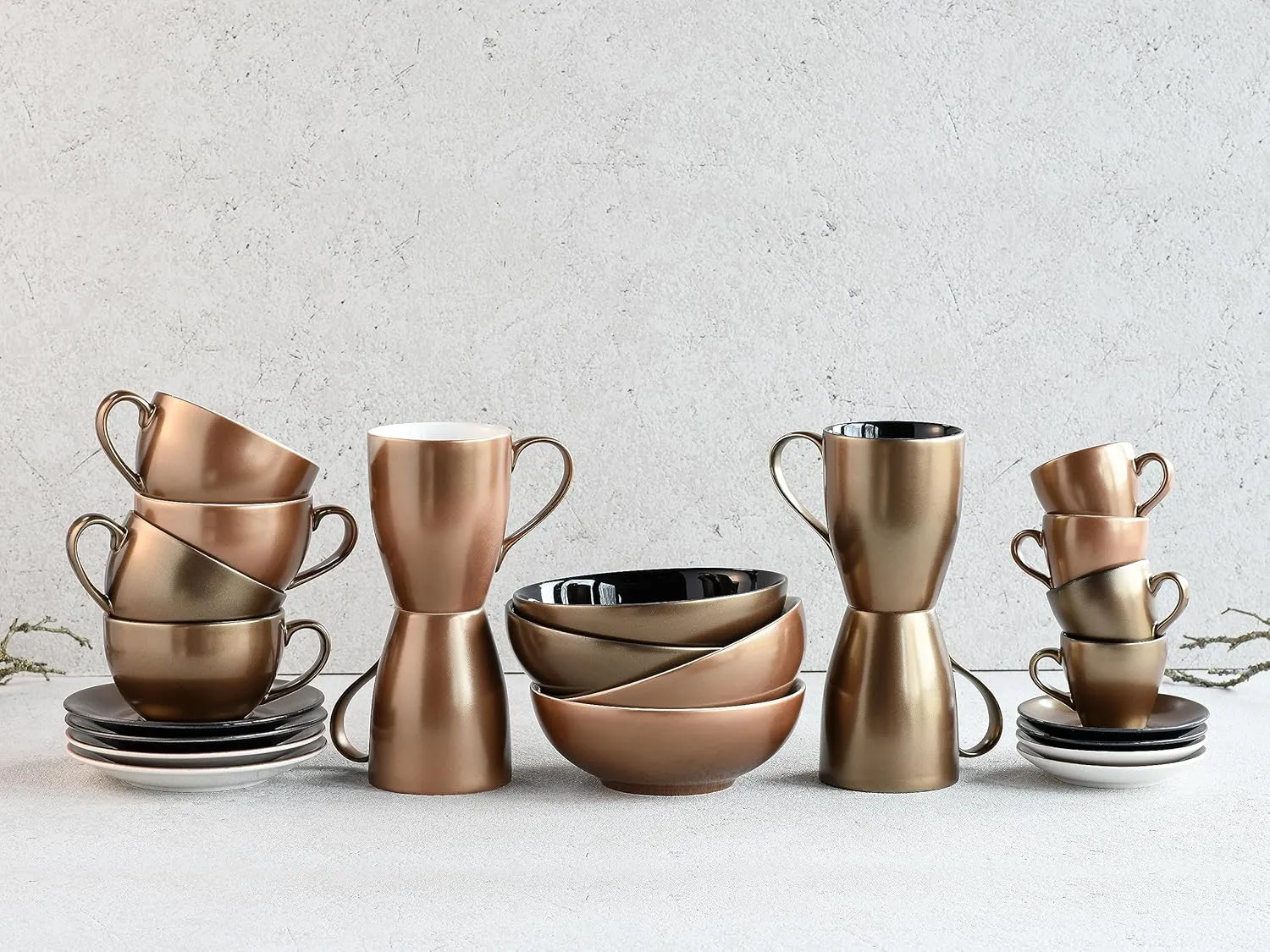 Golden Days Series 25850, 4-Piece Crockery Set, Cappuccino Set Made of Stoneware, Dishwasher and Microwave Safe, Quality Production