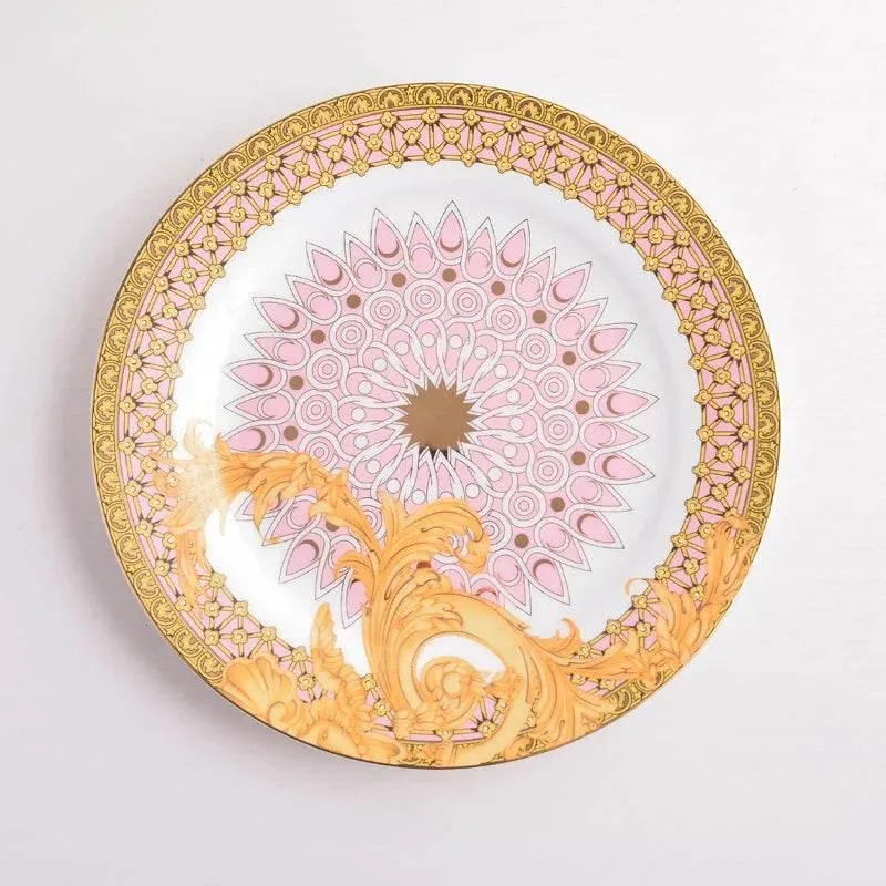 Golden Flower Bone China Tableware Set - Elegant Dining Dishware