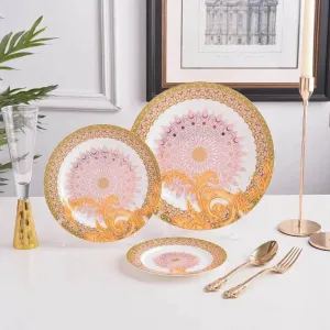 Golden Flower Bone China Tableware Set - Elegant Dining Dishware