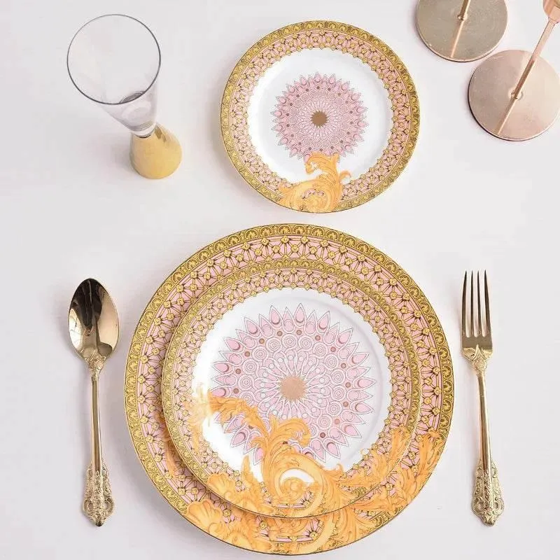Golden Flower Bone China Tableware Set - Elegant Dining Dishware