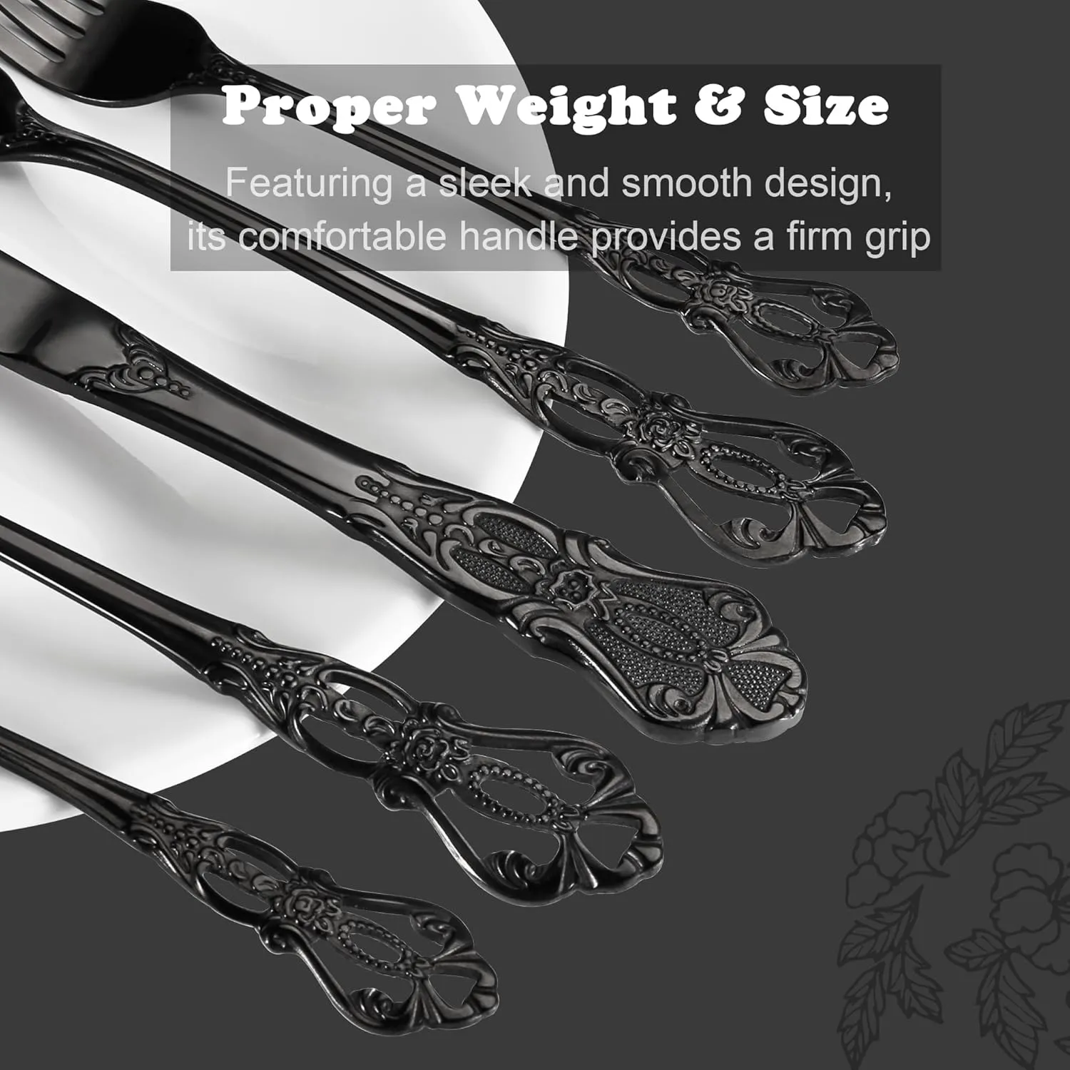 Gorgeous Retro Royal Black Stainless Steel 20 Pieces Flatware Set, Black Silverware Set, Anti-rust Stainless Steel dark Cutlery Set Utensils Including Fork Spoon and Knife