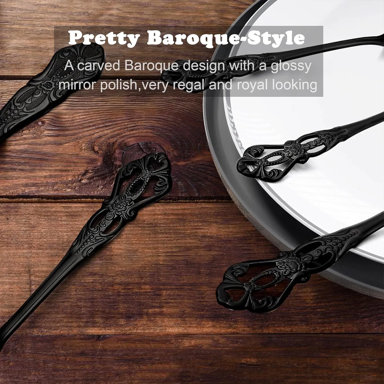 Gorgeous Retro Royal Black Stainless Steel 20 Pieces Flatware Set, Black Silverware Set, Anti-rust Stainless Steel dark Cutlery Set Utensils Including Fork Spoon and Knife
