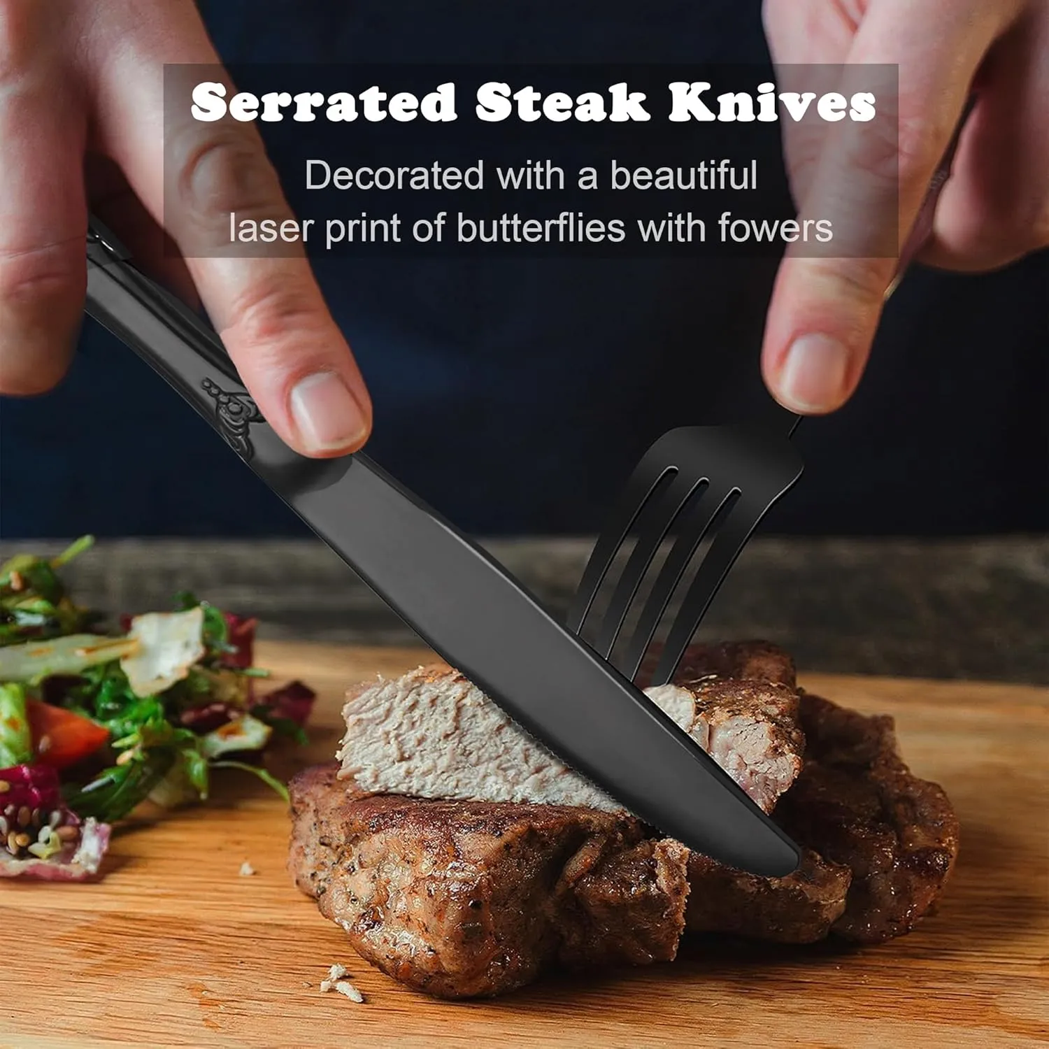 Gorgeous Retro Royal Black Stainless Steel 20 Pieces Flatware Set, Black Silverware Set, Anti-rust Stainless Steel dark Cutlery Set Utensils Including Fork Spoon and Knife