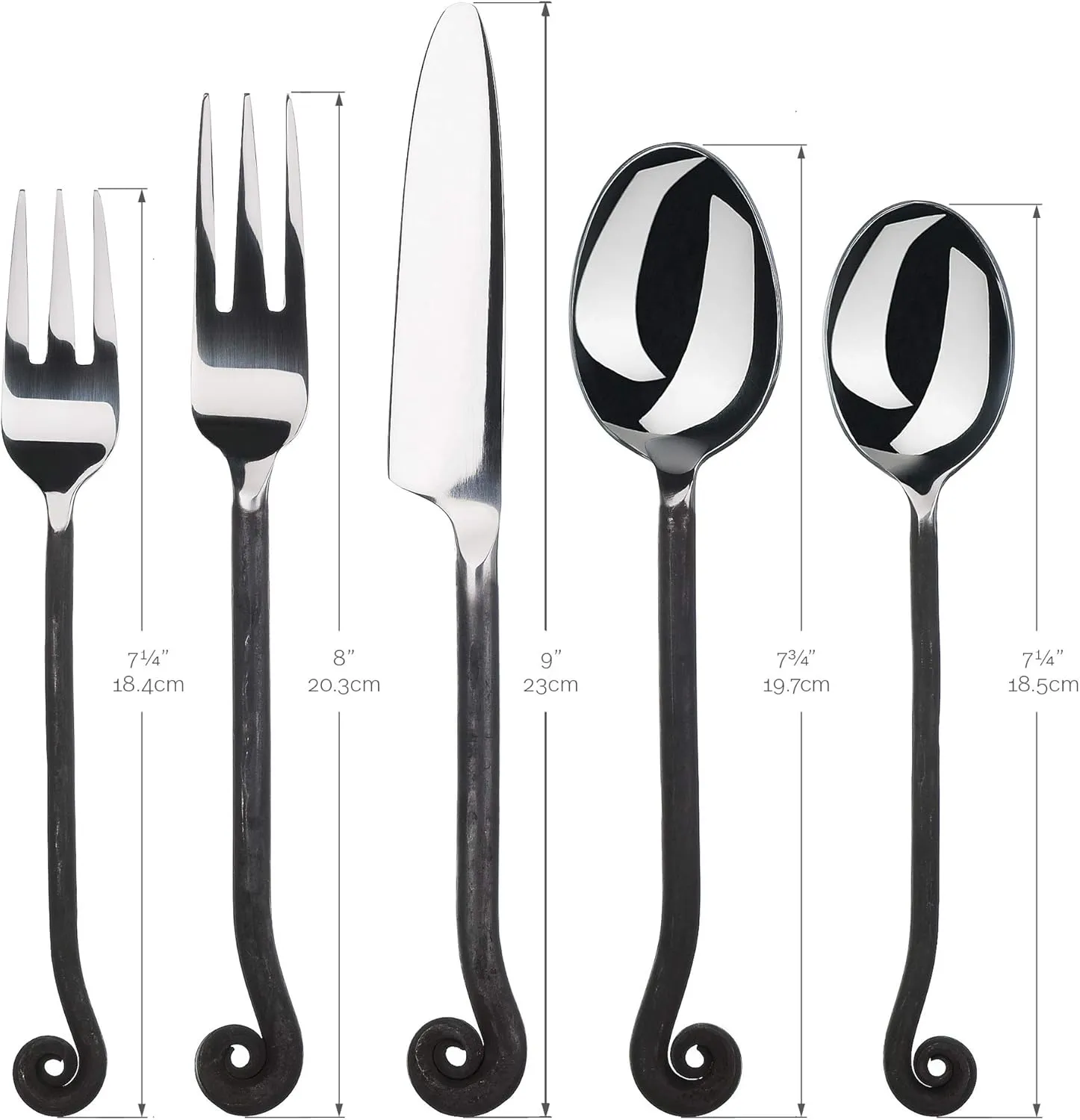 Gourmet Settings 20-Piece Flatware Treble Clef Collection Black Silverware Cutlery Kitchen Sets, Stainless Steel Utensils Knife/Fork/Spoons, Dishwasher Safe (34-350)