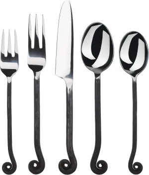 Gourmet Settings 20-Piece Flatware Treble Clef Collection Black Silverware Cutlery Kitchen Sets, Stainless Steel Utensils Knife/Fork/Spoons, Dishwasher Safe (34-350)