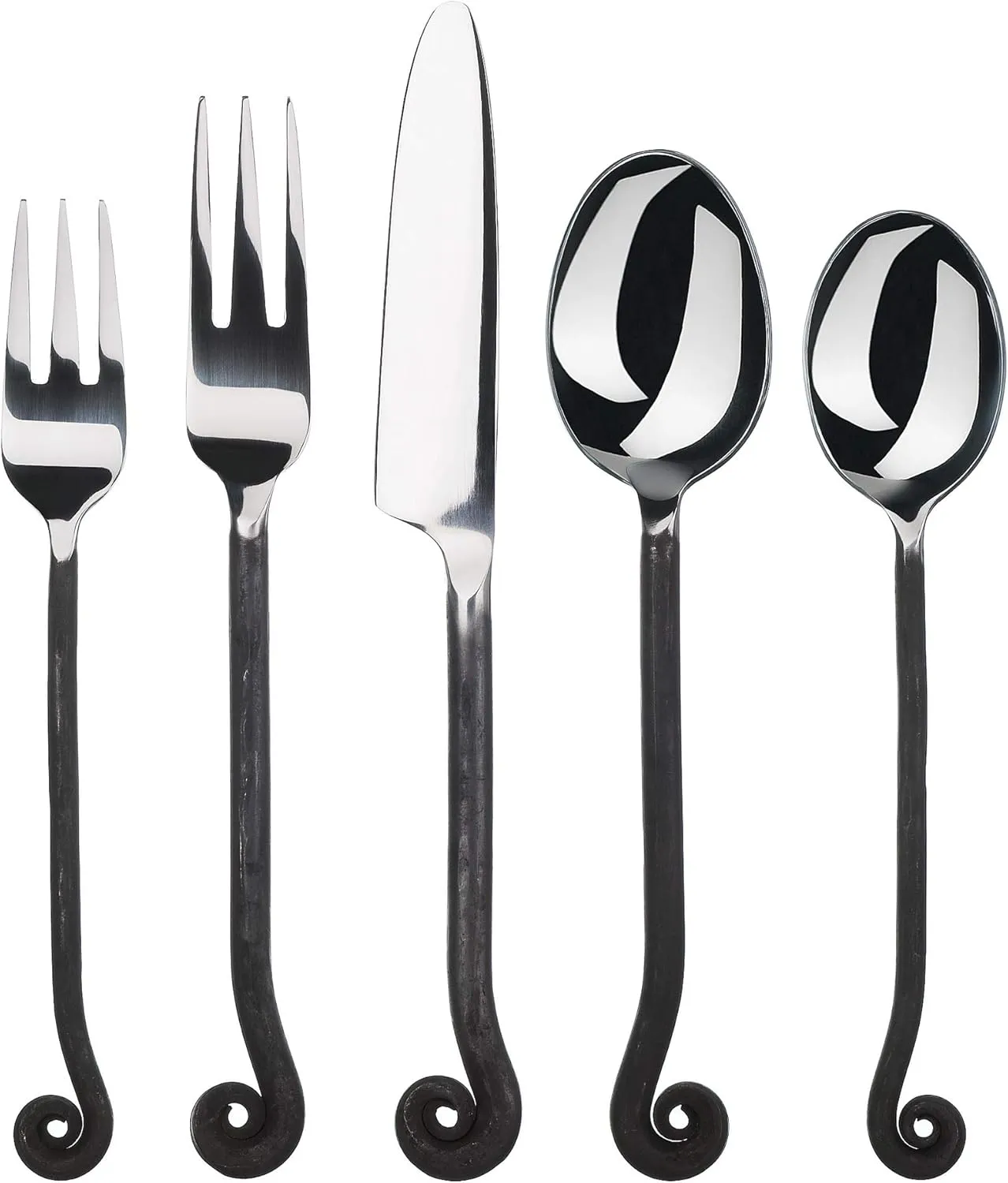 Gourmet Settings 20-Piece Flatware Treble Clef Collection Black Silverware Cutlery Kitchen Sets, Stainless Steel Utensils Knife/Fork/Spoons, Dishwasher Safe (34-350)