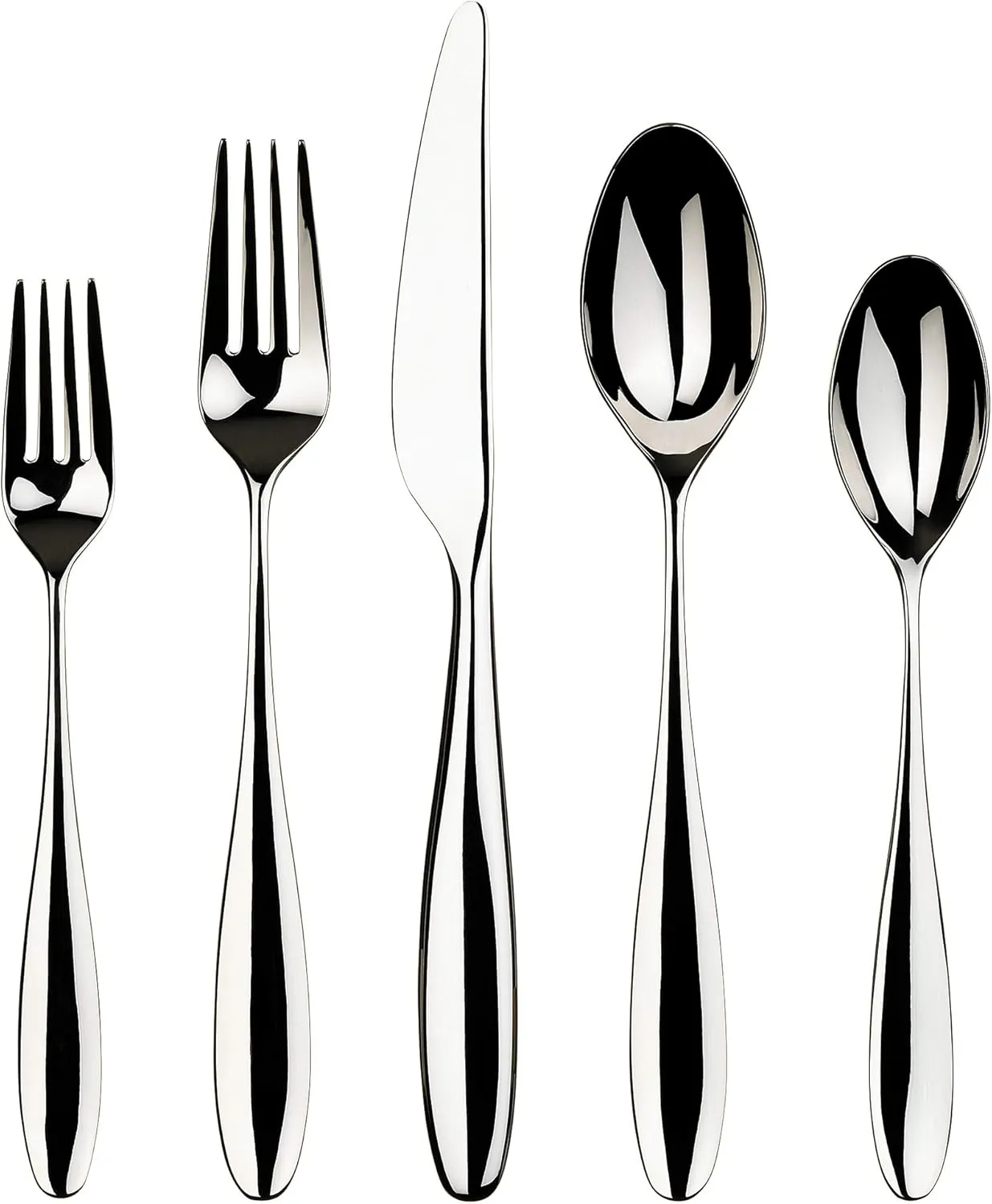 Gourmet Settings 20-Piece Silverware Willow Collection Polished Stainless Steel Flatware Sets-Service for 4-Kitchen Cutlery Utensils Knife/Fork/Spoons, Dishwasher Safe, SILVER