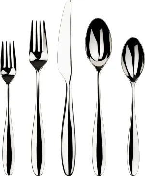 Gourmet Settings 20-Piece Silverware Willow Collection Polished Stainless Steel Flatware Sets-Service for 4-Kitchen Cutlery Utensils Knife/Fork/Spoons, Dishwasher Safe, SILVER