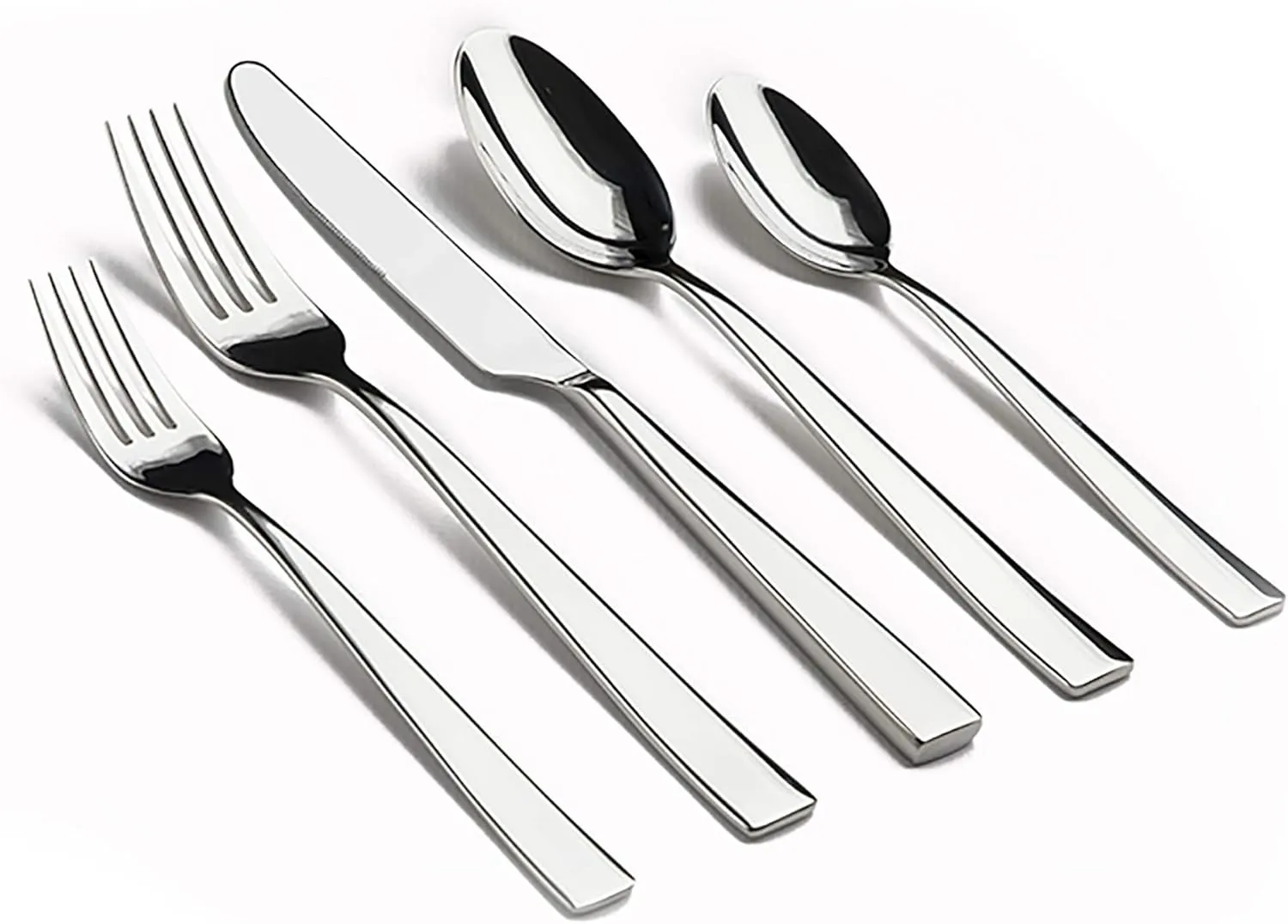 Gourmet Settings 60-Piece Silverware Resto Collection-Polished Stainless Steel Flatware Sets 12 Kitchen Cutlery Utensil Knife/Fork/Spoon