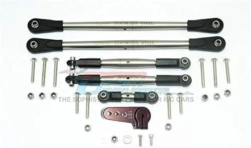 GPM For Losi 1/6 Super Baja Rey 4X4 Desert Truck Upgrade Parts Stainless Steel Adjustable Tie Rods With Aluminum Servo Horn - 29Pc Set Brown