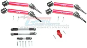 GPM For Traxxas 1/10 Maxx 4WD Monster Truck Upgrade Parts Stainless Steel Tie Rod   25T Servo Horn & Steel Aluminum Front   Rear Adjustable Cvd Drive Shaft - 20Pc Set Red