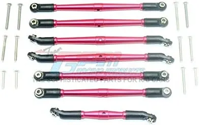 GPM For Traxxas TRX-4 Ford/Blazer Upgrade Parts Aluminum Adjustable Upper & Lower Suspension Links - 7Pc Set Red