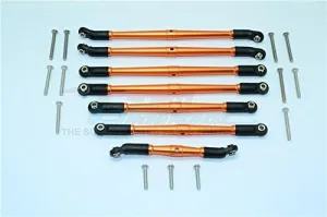 GPM for Traxxas TRX-4 Trail Defender Crawler Upgrade Parts Aluminum Adjustable Upper & Lower Suspension Links - 7Pcs Set Orange
