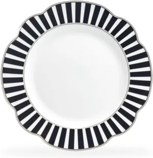 Grace Teaware Josephine Black Stripes and Dots Fine Porcelain Plate Set of 1, One plate (11.5-inch Dinner Plate)