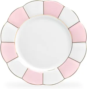 Grace Teaware Pink and White Scallop Shaped Fine Porcelain Plate Set of One (8-inch Dessert Plate)