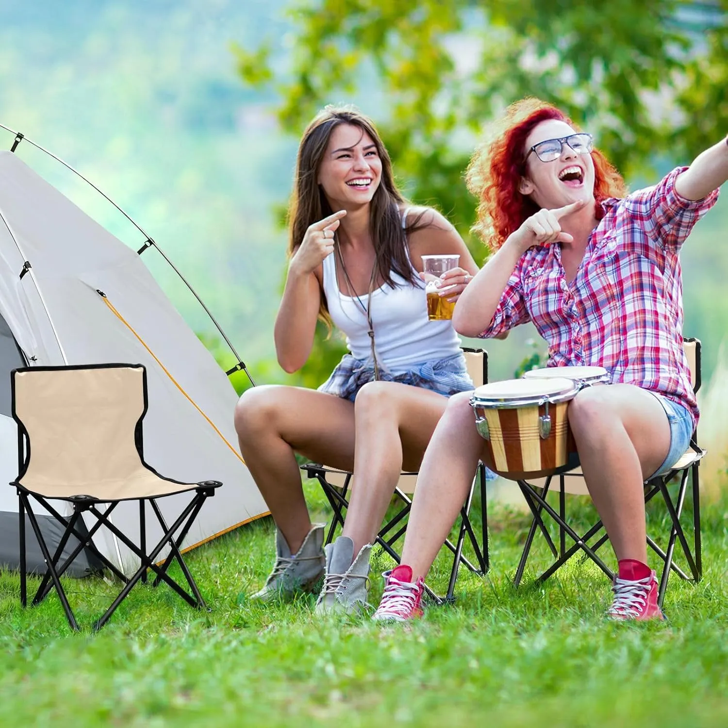 Gredecor Camping Chairs,Bisque Lightweight and Supportive Chairs and Lightweight Individuals - Compact, Durable, and Portable - Ideal for Camping, Hiking, Beach, and Picnics - Carry Bag