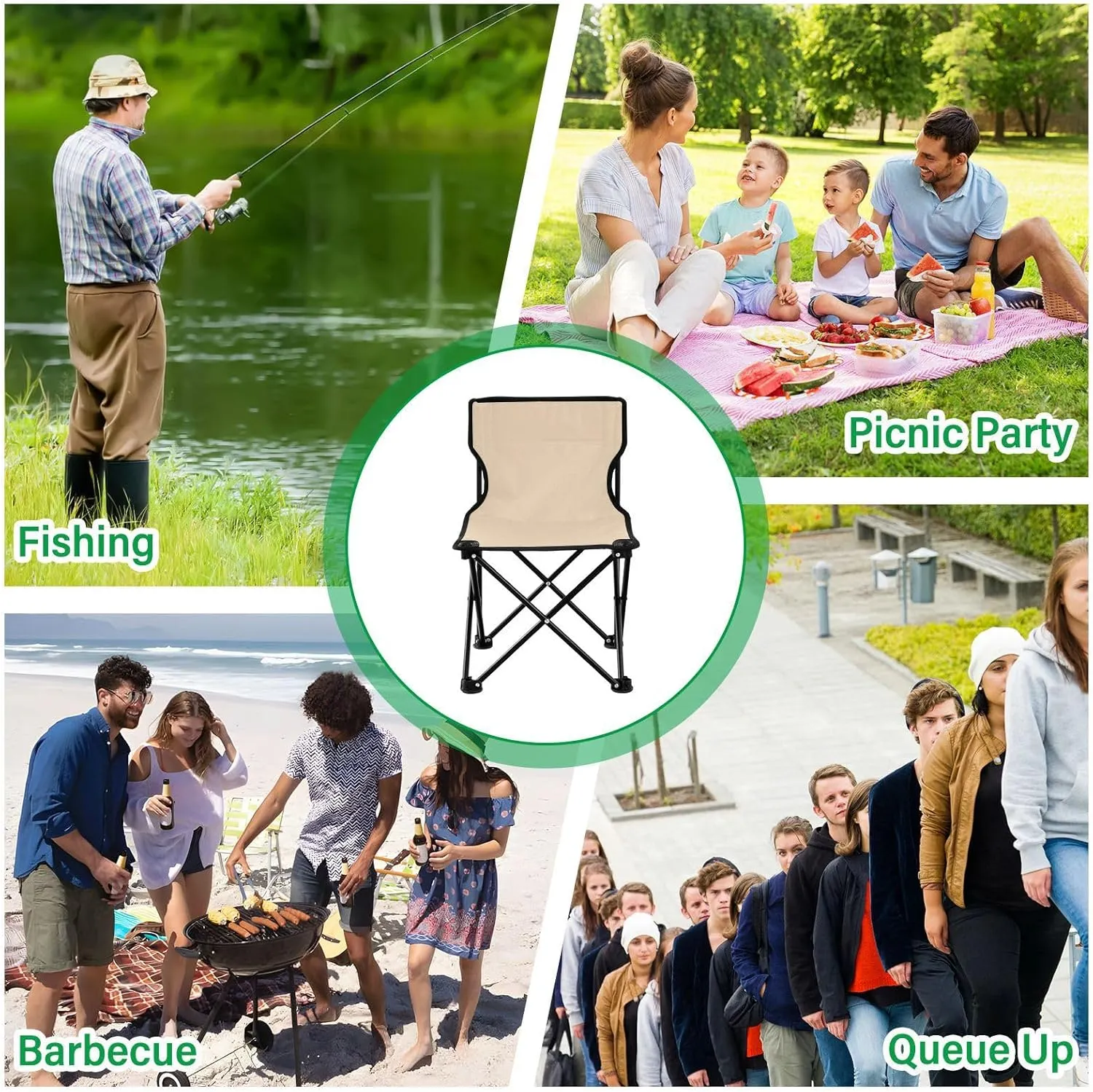 Gredecor Camping Chairs,Bisque Lightweight and Supportive Chairs and Lightweight Individuals - Compact, Durable, and Portable - Ideal for Camping, Hiking, Beach, and Picnics - Carry Bag