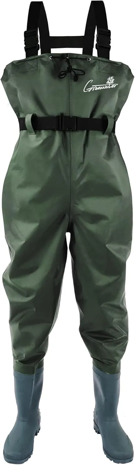 GREENWATER Fishing Chest Waders for Men Women with Boots Waterproof 2ply Nylon PVC Lightweight Bootfoot Waders for Hunting