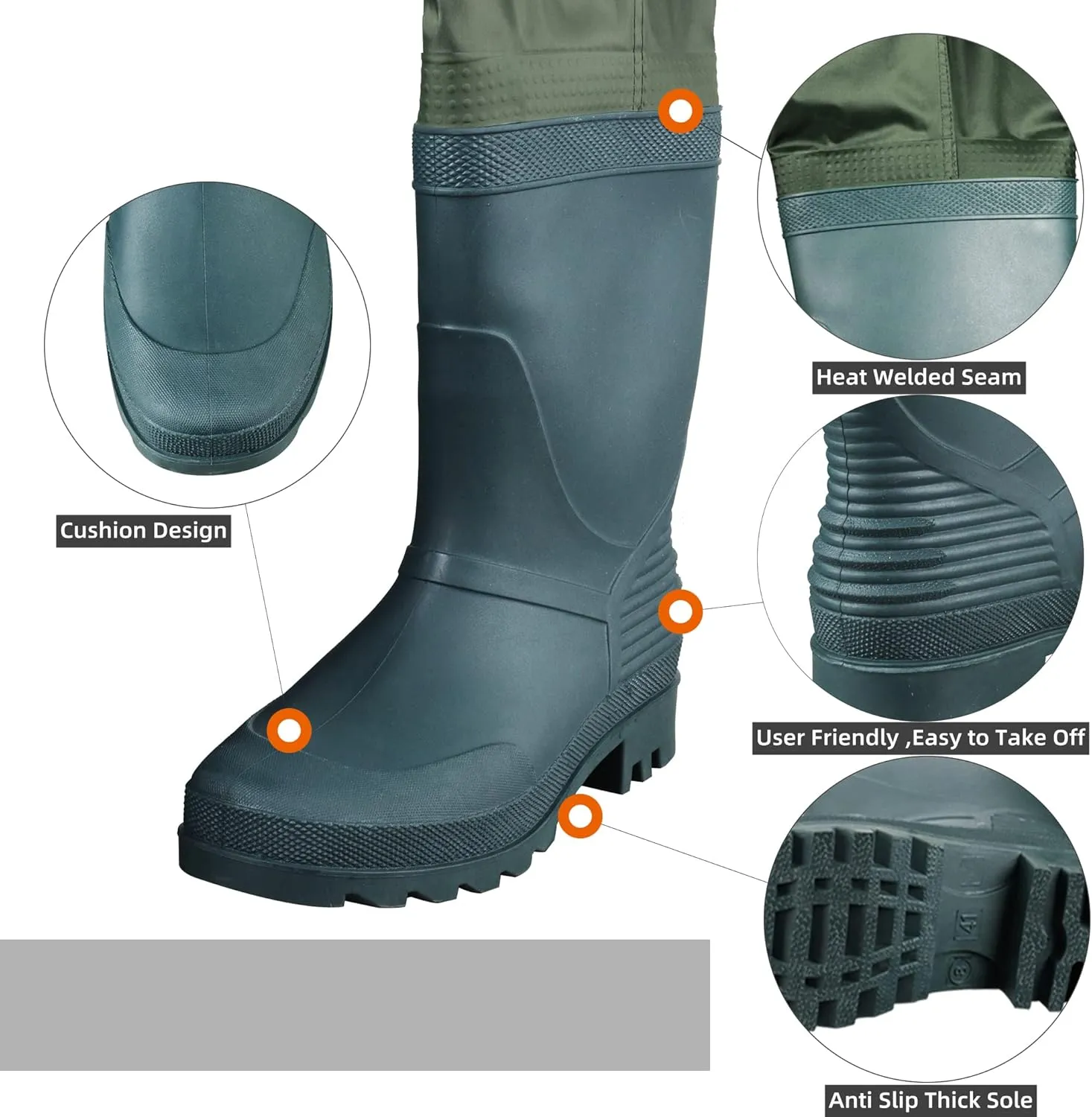 GREENWATER Fishing Chest Waders for Men Women with Boots Waterproof 2ply Nylon PVC Lightweight Bootfoot Waders for Hunting