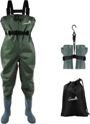 GREENWATER Fishing Chest Waders for Men Women with Boots Waterproof 2ply Nylon PVC Lightweight Bootfoot Waders for Hunting