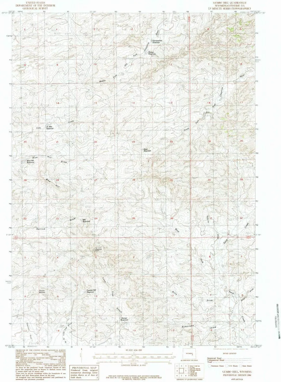 Gumbo Hill WY topo map, 1:24000 Scale, 7.5 X 7.5 Minute, Historical, 1984, Updated 1984, 26.7 x 21.6 in