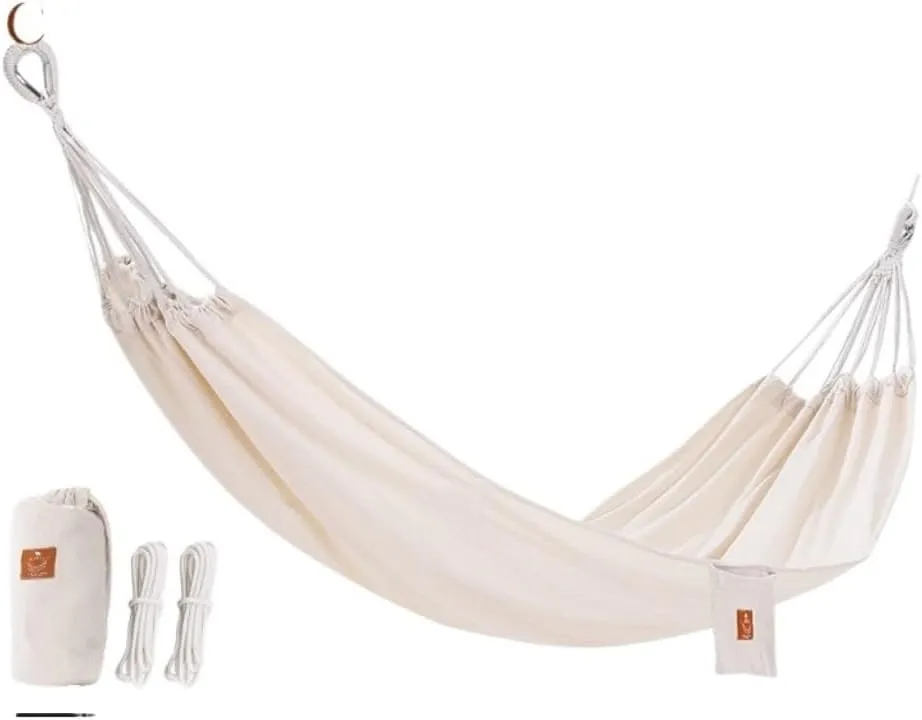 Hammocks Outdoor Hammock Outdoor Swing Adult Thick Double Anti-Rollover Dormitory Dormitory Student Hanging Chair Camping Hammocks(White,Small)