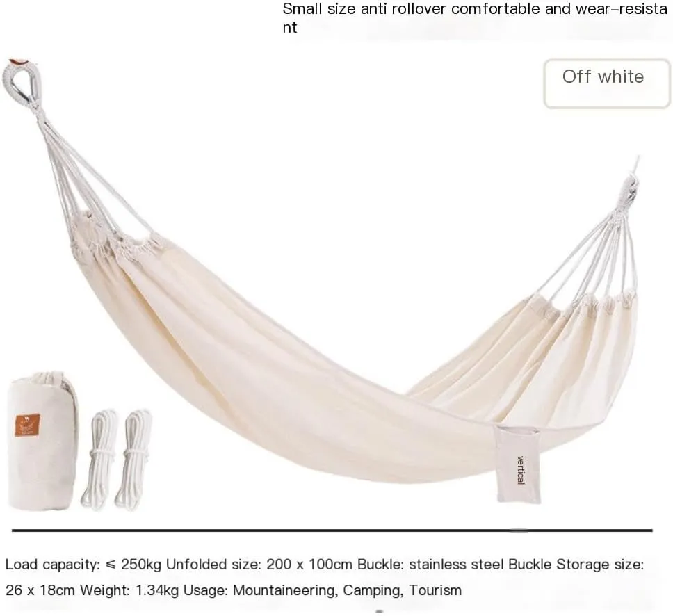 Hammocks Outdoor Hammock Outdoor Swing Adult Thick Double Anti-Rollover Dormitory Dormitory Student Hanging Chair Camping Hammocks(White,Small)