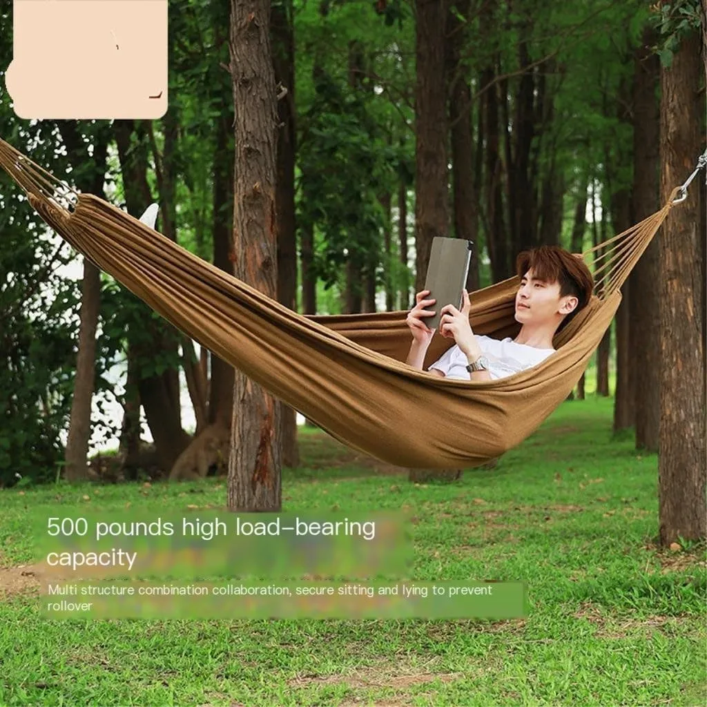 Hammocks Outdoor Hammock Outdoor Swing Adult Thick Double Anti-Rollover Dormitory Dormitory Student Hanging Chair Camping Hammocks(White,Small)