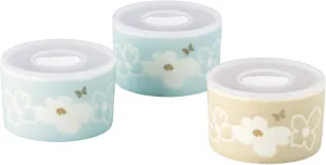 Hanae Mori MB6500-82-S3 Range Pack, Storage Container, Canister, 3-piece Set (Diameter x Depth 2.4 inches (10 x 6 cm), Fleur, Floral, Dishwasher Safe, Microwave Safe, Tableware, Gift, Wedding Gift,