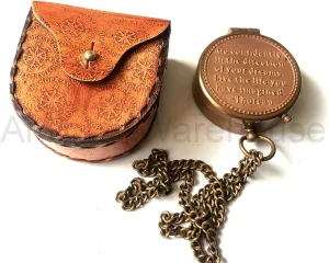 Handmade Engraved Copper Dial Go Confidently in, Compass Nautical Tool Directional Magnetic Pocket Compass Gift for Marine Lover Compass with Leather Case & 14" Inch Chain