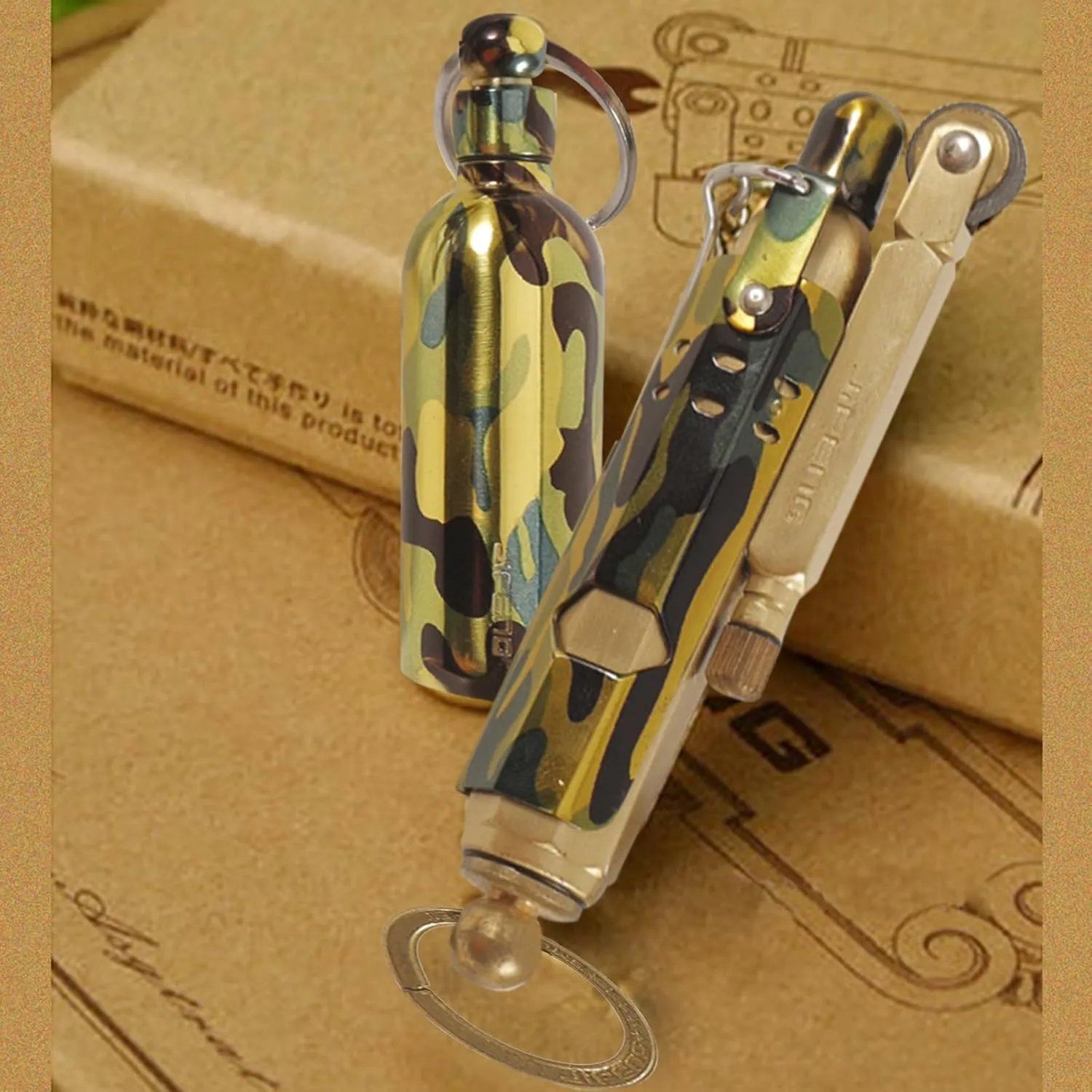 Handmade Trench Lighter WWI WWII Windproof Vintage Kerosene Pipe Lighter and Copper Brass Fuel Bottle, Gift for Men Dad Father Husband Grandparents