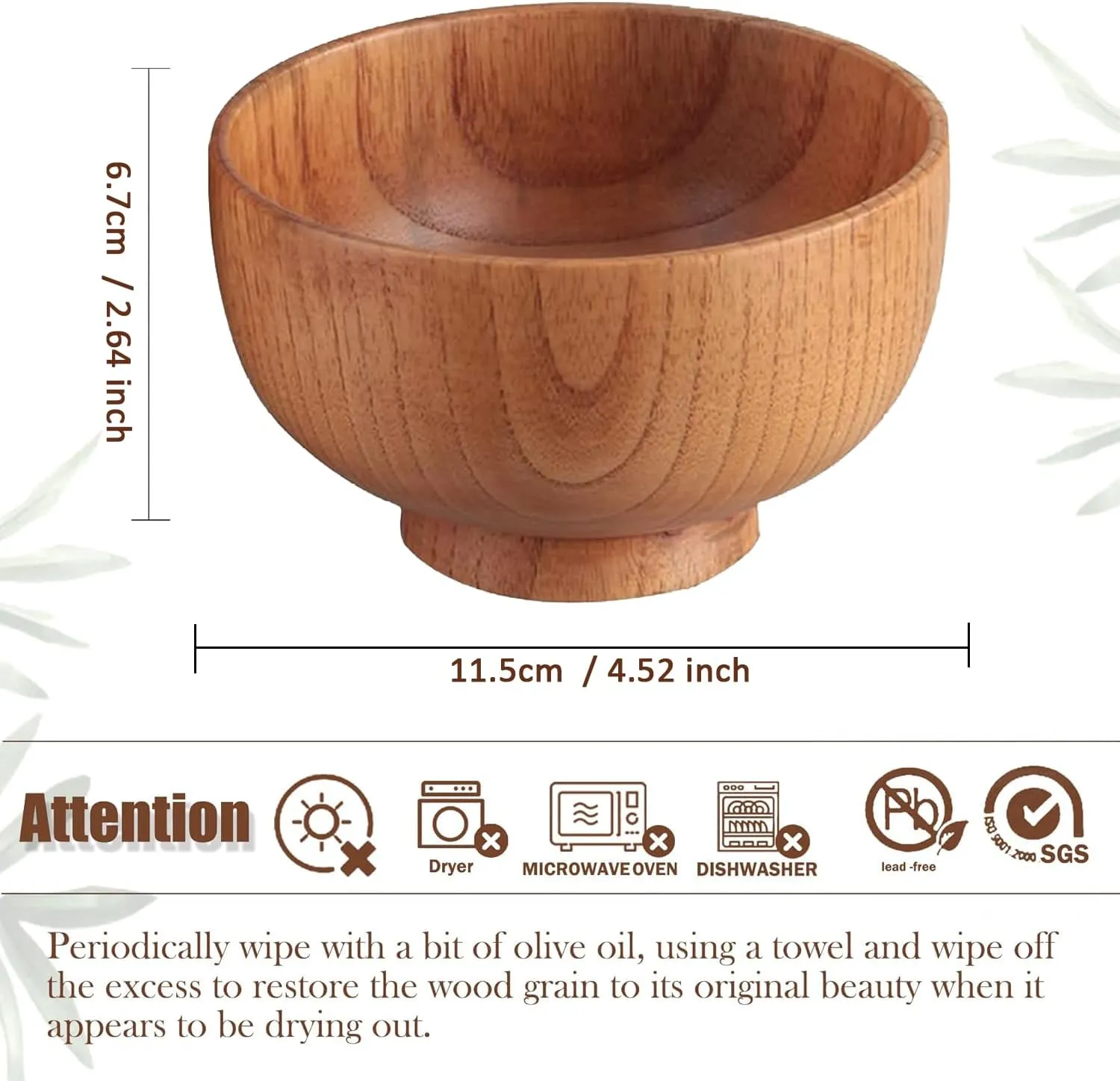 Handmade Wood Bowls, Jujube Wooden Japanese Bowl for Rice, Soup, Dip, Salad, Tea, Decoration 4 Sets (4 Bowls 4.6 IN)