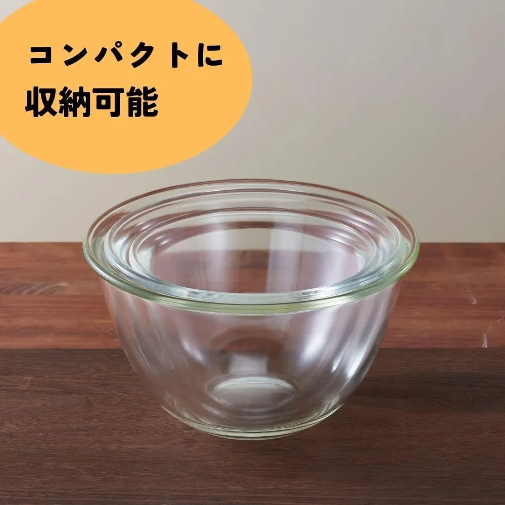 HARIO MXPN-3704 Heat Resistant Glass Bowl, 30.4 fl oz (900 ml), 59.1 fl oz (1,500 ml), 7.6 fl oz (2