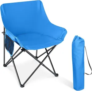 HaSteeL Folding Camping Chair, Portable Foldable Camp Chair for Adults, Comfortable 600D Oxford Fabric Collapsible Lawn Chairs for Indoor Outdoor Beach, 250lbs Weight Capacity, Storage Bag, Blue