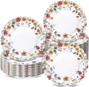 Havawish 100 Pcs Wildflower Party Supplies 9 Inch Wildflower Paper Plates Disposable Spring Summer Floral Dinner Tableware Decorations for Birthday Picnic Baby Shower Tea Party Supplies