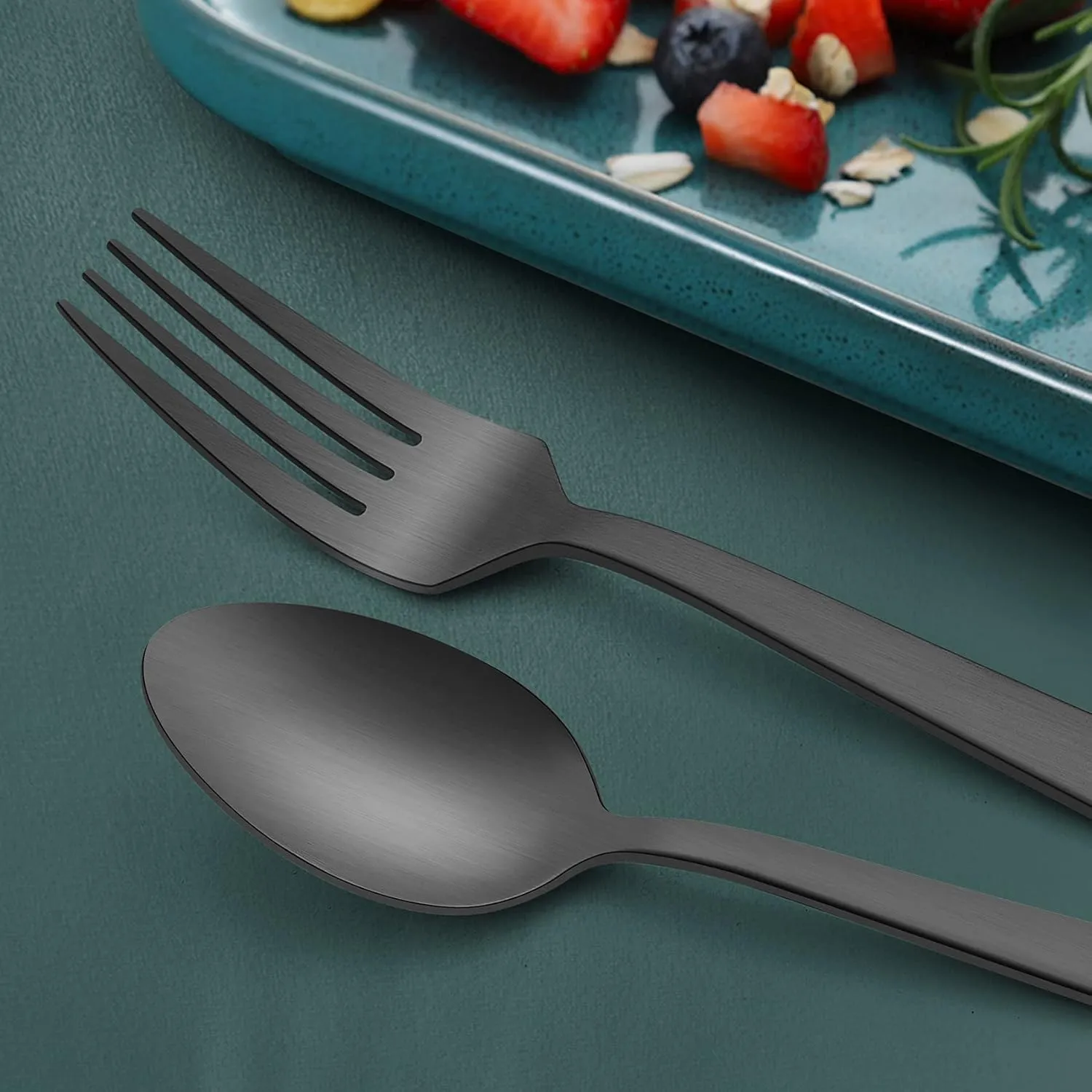 HaWare Silverware Set, 40 Pieces Stainless Steel Square Flatware Cutlery for 8, Modern Tableware Eating Utensils for Home, Matte Finish, Dishwasher Safe