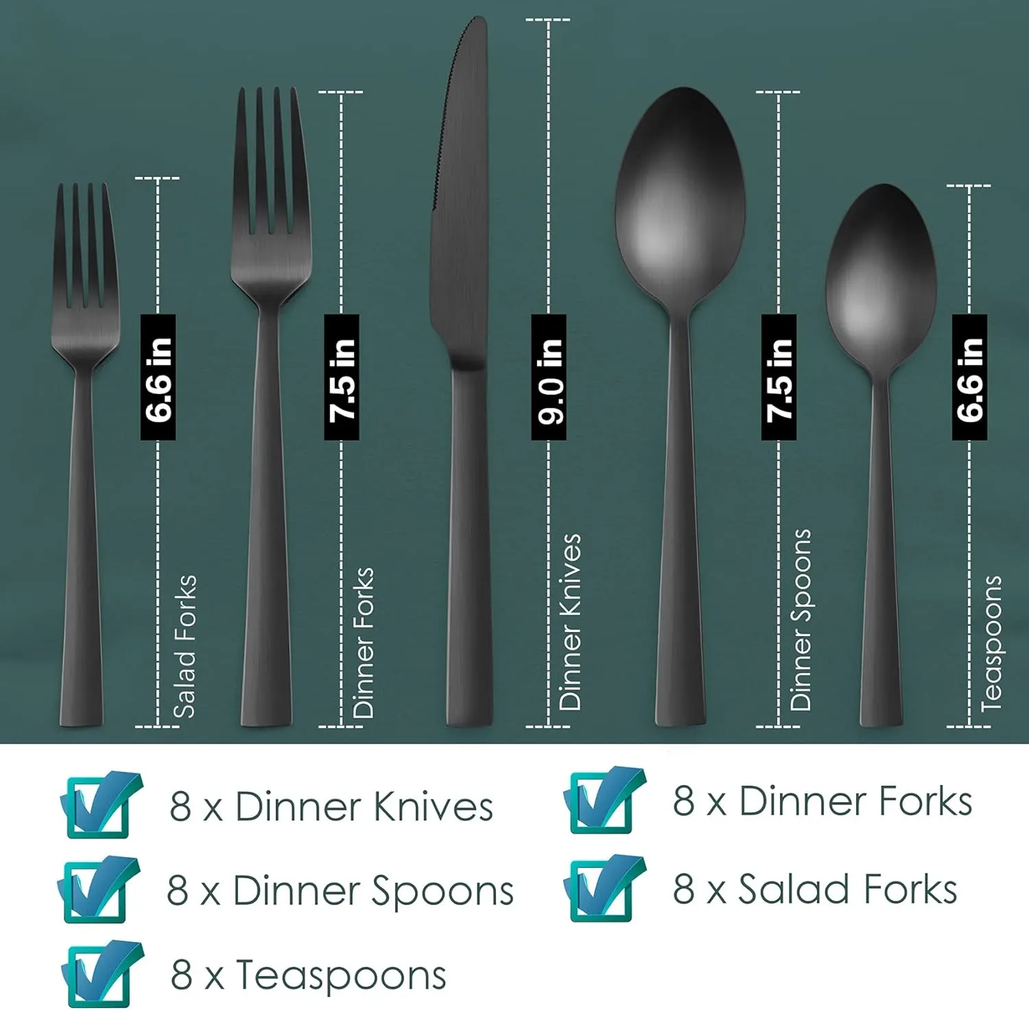 HaWare Silverware Set, 40 Pieces Stainless Steel Square Flatware Cutlery for 8, Modern Tableware Eating Utensils for Home, Matte Finish, Dishwasher Safe