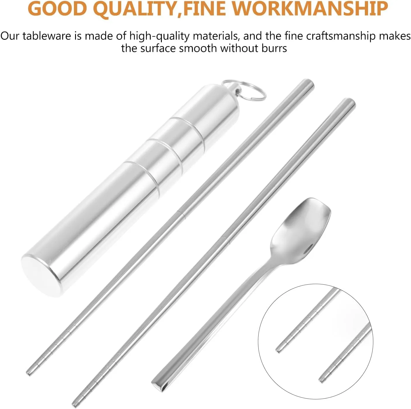 Healifty 1 Set Folding Chopsticks Portable Cutlery Set Stainless Steel Cutlery Stainless Steel Silverware Stainless Steel Spoons Reusable Chopsticks Concise Style Kitchen Tableware Sushi
