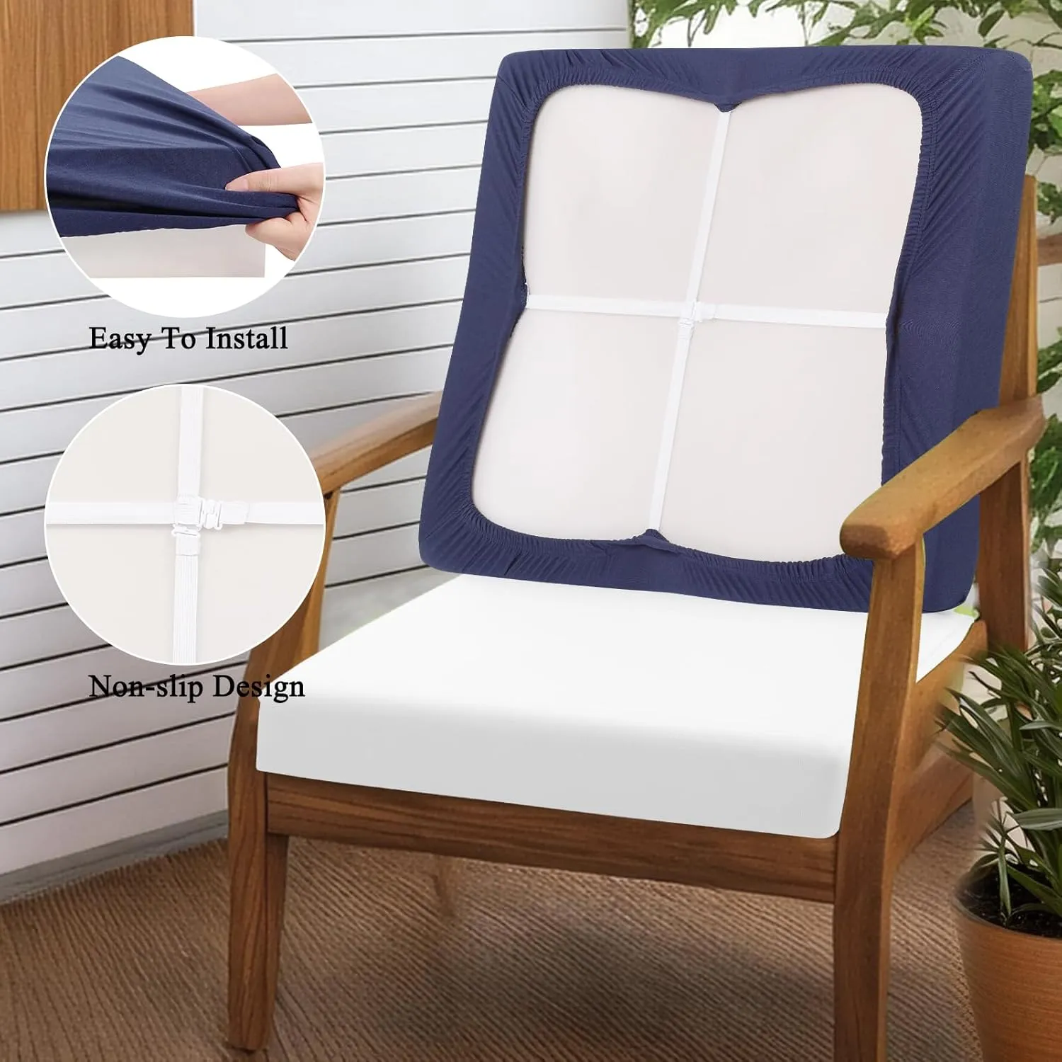 HEBE Outdoor Patio Cushion Covers Set of 12 Waterproof Stretch Seat Cushion Cover for Patio Furniture Clearance Outdoor Sofa Cushion Cover Replacement Couch Slipcovers Chair Seat Cover