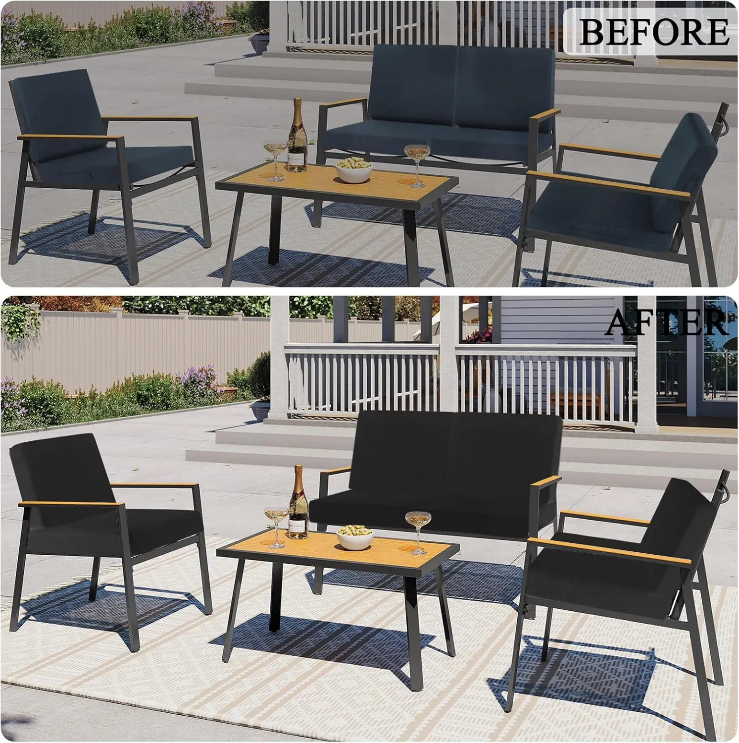 HEBE Outdoor Patio Cushion Covers Set of 12 Waterproof Stretch Seat Cushion Cover for Patio Furniture Clearance Outdoor Sofa Cushion Cover Replacement Couch Slipcovers Chair Seat Cover