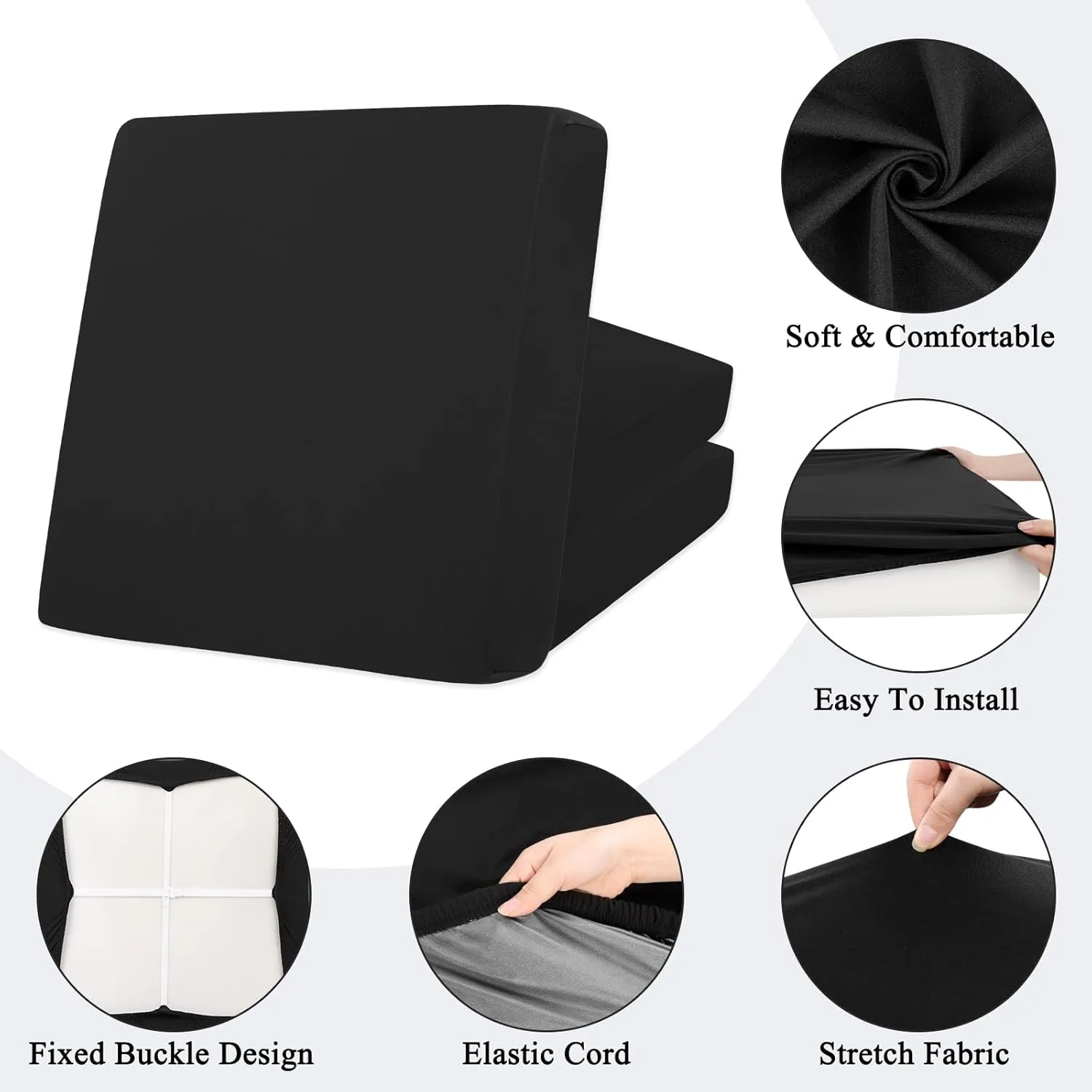HEBE Outdoor Patio Cushion Covers Set of 12 Waterproof Stretch Seat Cushion Cover for Patio Furniture Clearance Outdoor Sofa Cushion Cover Replacement Couch Slipcovers Chair Seat Cover